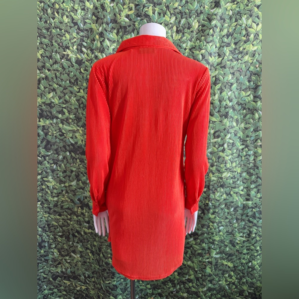 Orange Button-Up Mini Dress - Picture 7 of 10